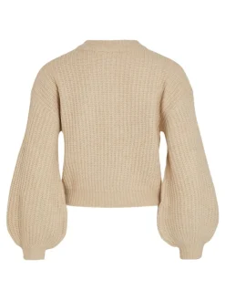 Vila Pullover & Sweatshirts*VIFELO L/S CROPPED KNIT TOP/SU - NOOS natural melange