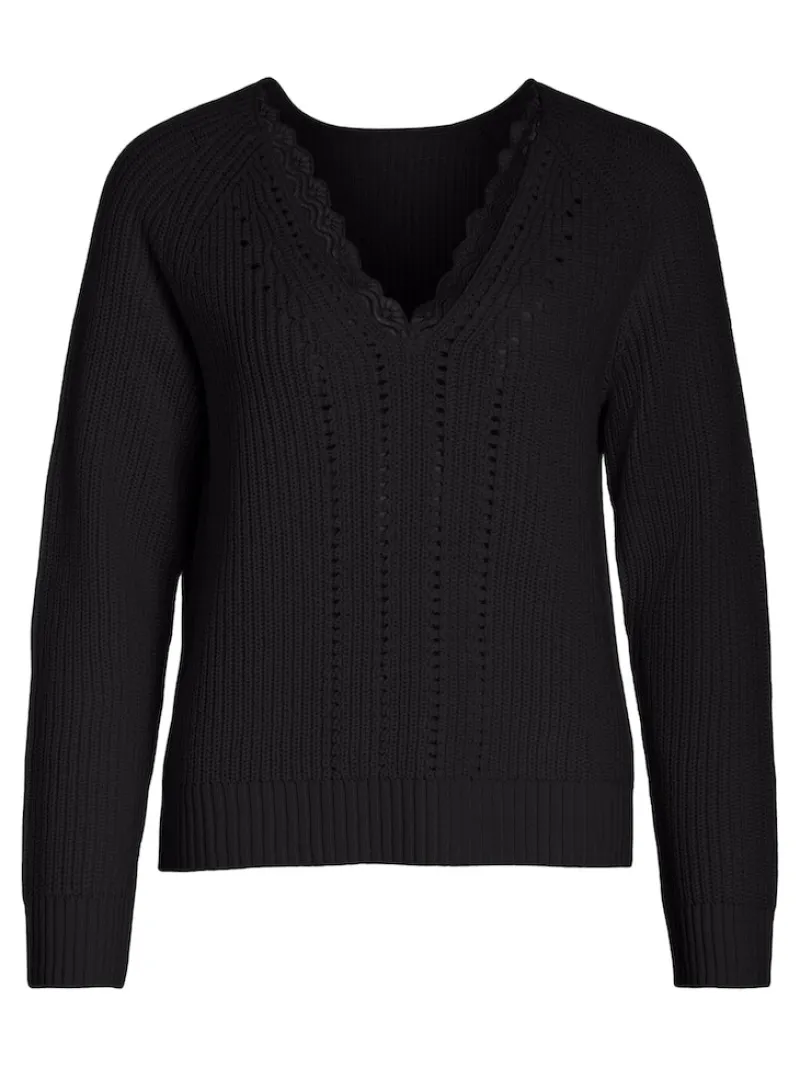 Vila Pullover & Sweatshirts*VIFEMME L/S V-NECK LACE KNIT CARDIGAN Black