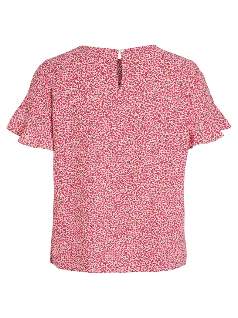 Vila Blusen*VIFINI FLOUNCE S/S TOP - NOOS pink yarrow