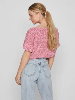Vila Blusen*VIFINI FLOUNCE S/S TOP - NOOS pink yarrow