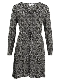 Vila Kleider*VIFINI V-NECK L/S SHORT DRESS/SU - NOOS Black-Lilia