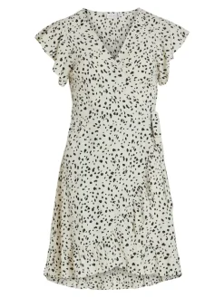 Vila Kleider*VIFINI WRAP S/S SHORT DRESS - NOOS birch