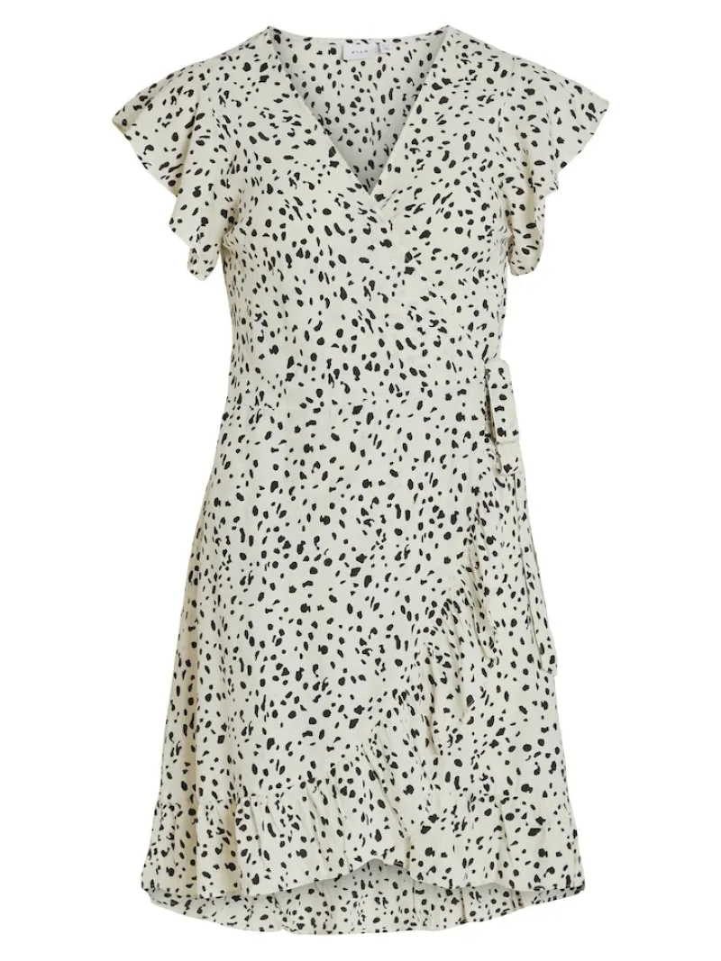 Vila Kleider*VIFINI WRAP S/S SHORT DRESS - NOOS birch