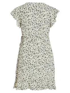 Vila Kleider*VIFINI WRAP S/S SHORT DRESS - NOOS birch