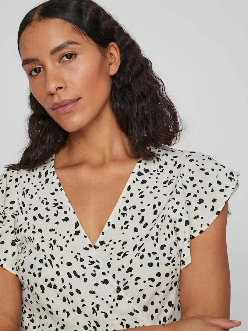 Vila Kleider*VIFINI WRAP S/S SHORT DRESS - NOOS birch