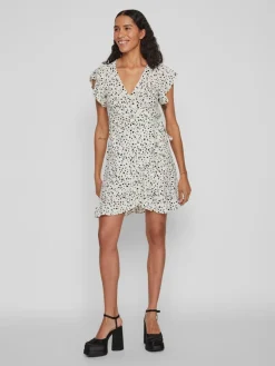 Vila Kleider*VIFINI WRAP S/S SHORT DRESS - NOOS birch