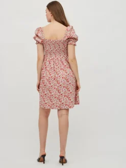 Vila Kleider*VIFLOWS SQUARENECK 2/4 DRESS Cloud Dancer