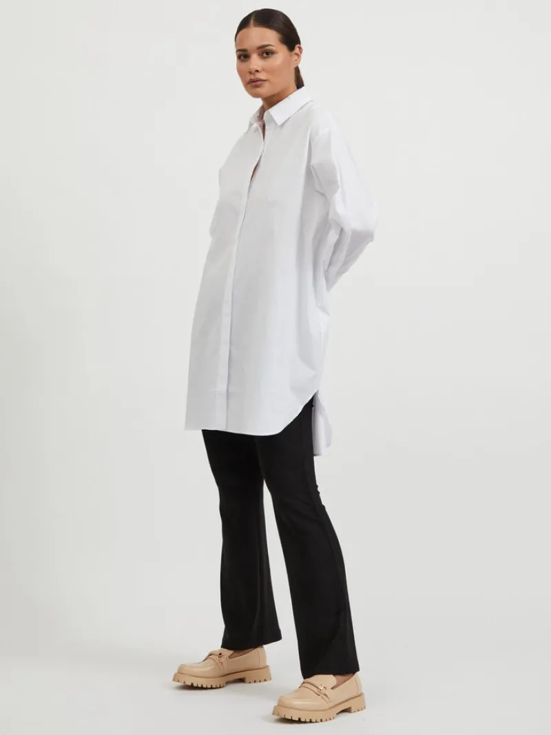 Vila Blusen*VIGIMAS OVERSIZE L/S LONG SHIRT-NOOS optical snow