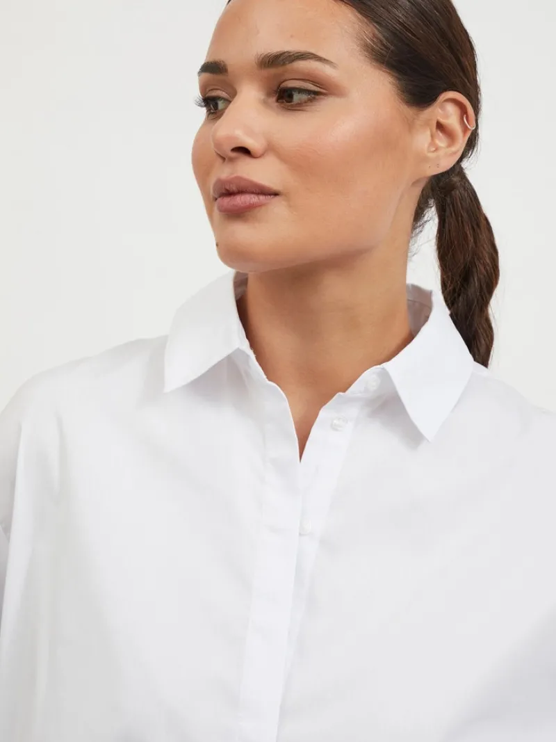 Vila Blusen*VIGIMAS OVERSIZE L/S LONG SHIRT-NOOS optical snow