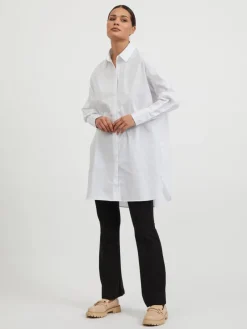 Vila Blusen*VIGIMAS OVERSIZE L/S LONG SHIRT-NOOS optical snow