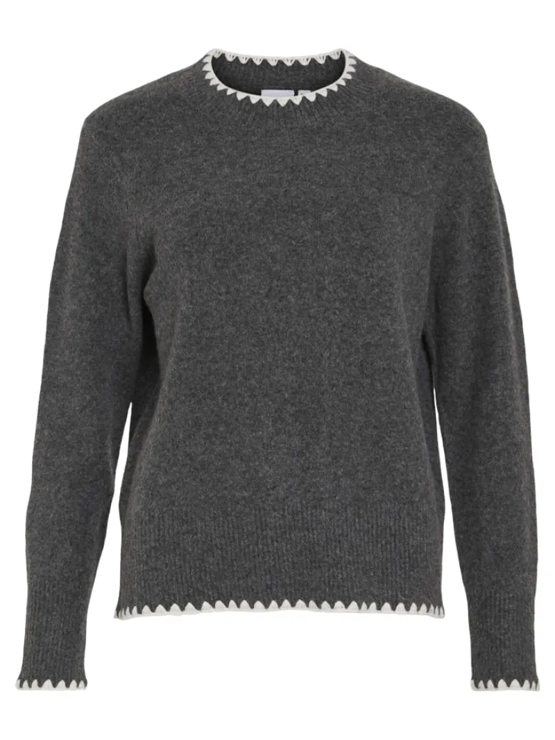 Vila Pullover & Sweatshirts*VIHEFNA STITCH DETAIL KNIT TOP/R/2 Dark Grey Melange