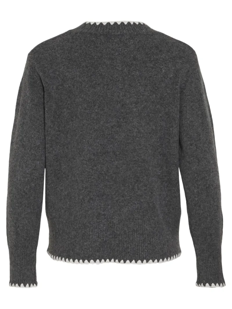 Vila Pullover & Sweatshirts*VIHEFNA STITCH DETAIL KNIT TOP/R/2 Dark Grey Melange