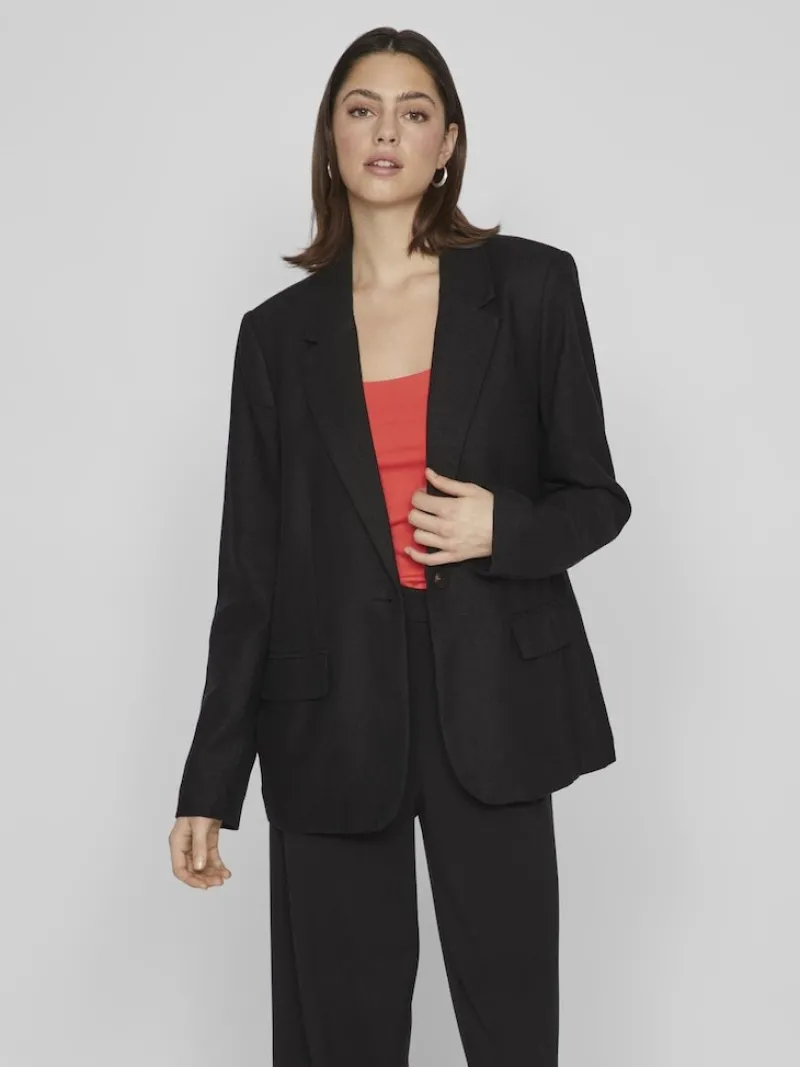 Vila Jacken*VIJOLANDA L/S LINEN BLEND BLAZER - NOOS black beauty
