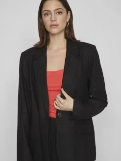 Vila Jacken*VIJOLANDA L/S LINEN BLEND BLAZER - NOOS black beauty