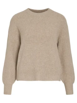 Vila Pullover & Sweatshirts*VIKACHEL O-NECK L/S KNIT TOP/R/1 natural melange
