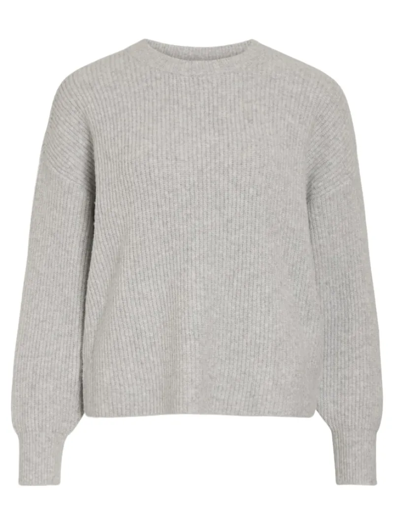 Vila Pullover & Sweatshirts*VIKACHEL O-NECK L/S KNIT TOP/R/1 Light Grey Melange