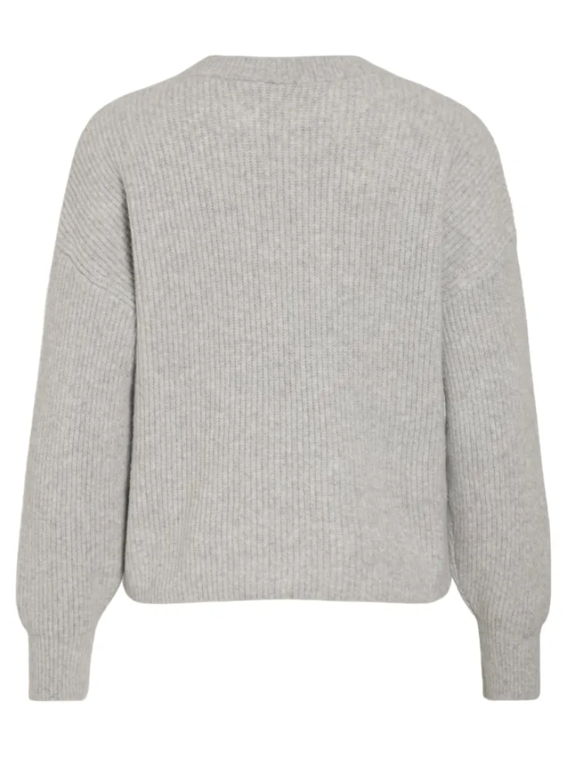 Vila Pullover & Sweatshirts*VIKACHEL O-NECK L/S KNIT TOP/R/1 Light Grey Melange