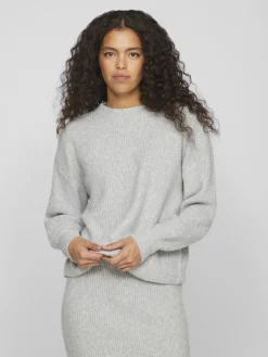 Vila Pullover & Sweatshirts*VIKACHEL O-NECK L/S KNIT TOP/R/1 Light Grey Melange