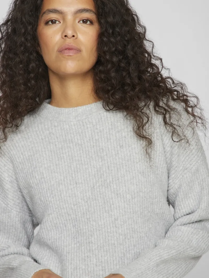 Vila Pullover & Sweatshirts*VIKACHEL O-NECK L/S KNIT TOP/R/1 Light Grey Melange