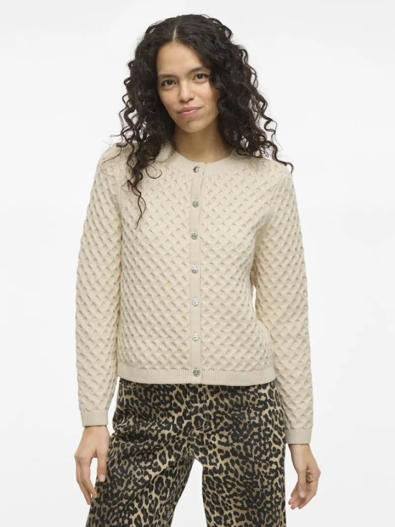 Vila Pullover & Sweatshirts*VIKALI L/S O-NECK KNIT BUTTON CARDIGAN birch