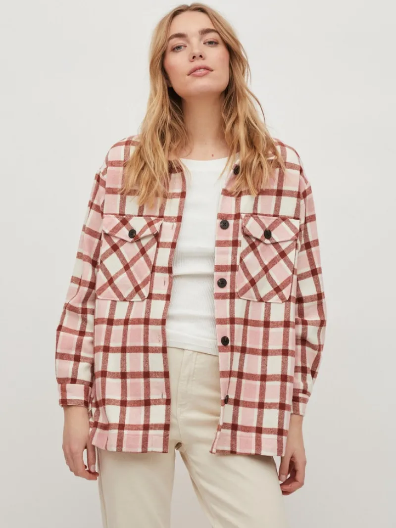 Vila Jacken*VIKIKI L/S SHACKET Cloud Dancer