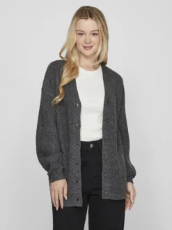 Vila Pullover & Sweatshirts*VIKIMMIS V-NECK L/S KNIT CARDIGAN/R Dark Grey Melange