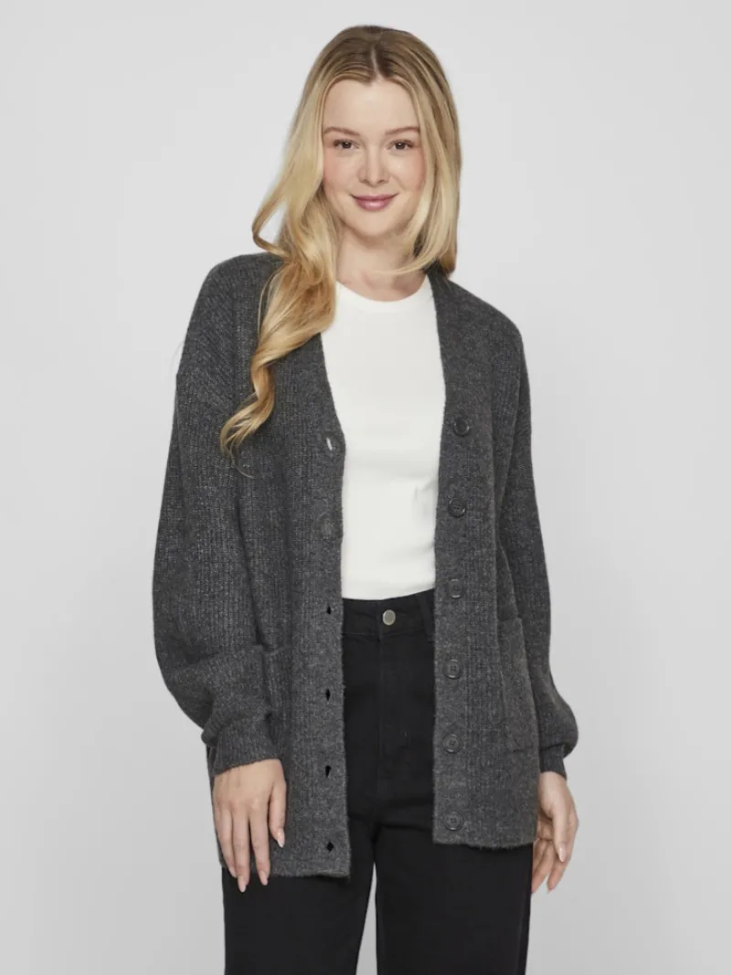 Vila Pullover & Sweatshirts*VIKIMMIS V-NECK L/S KNIT CARDIGAN/R Dark Grey Melange