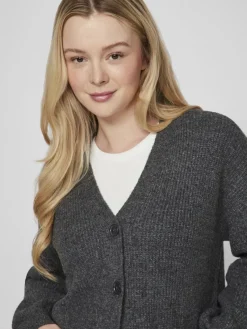 Vila Pullover & Sweatshirts*VIKIMMIS V-NECK L/S KNIT CARDIGAN/R Dark Grey Melange