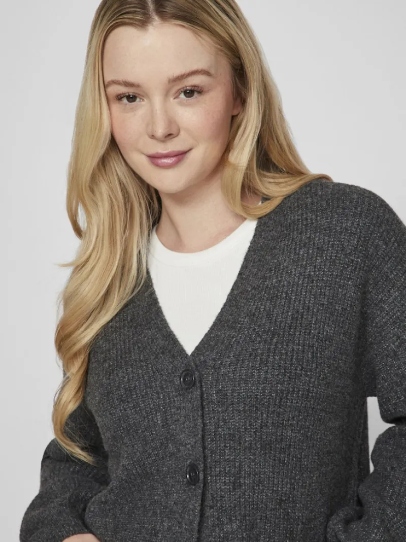 Vila Pullover & Sweatshirts*VIKIMMIS V-NECK L/S KNIT CARDIGAN/R Dark Grey Melange