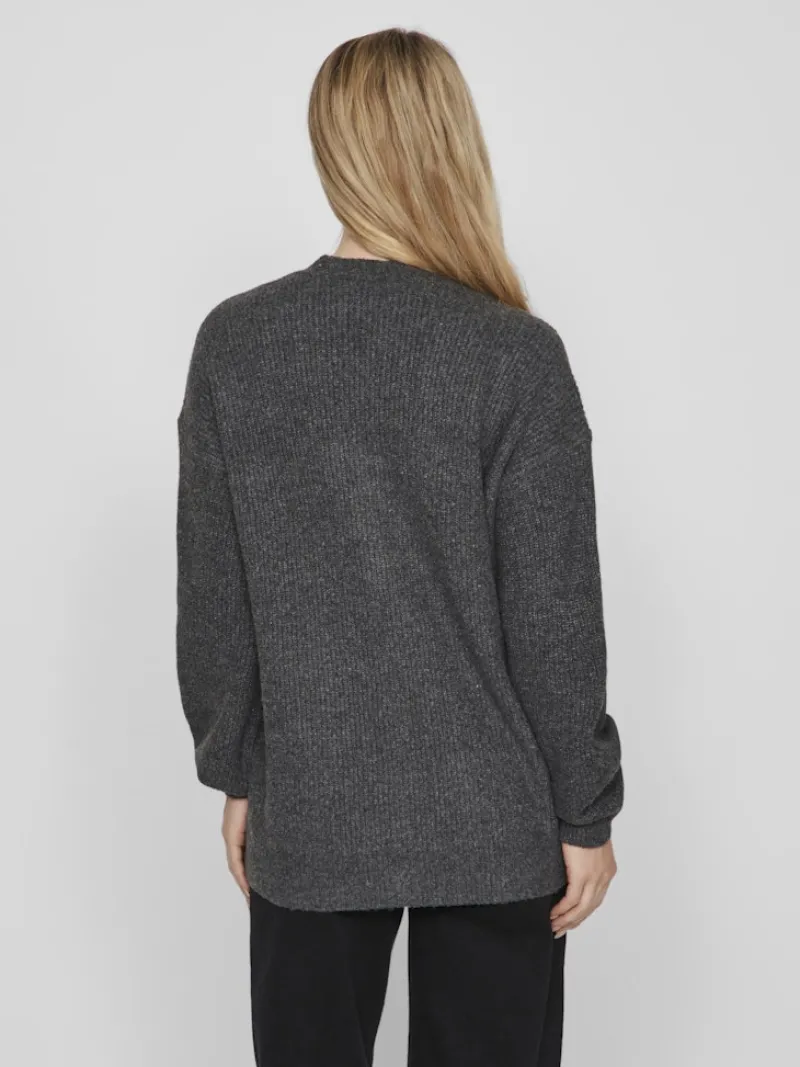 Vila Pullover & Sweatshirts*VIKIMMIS V-NECK L/S KNIT CARDIGAN/R Dark Grey Melange