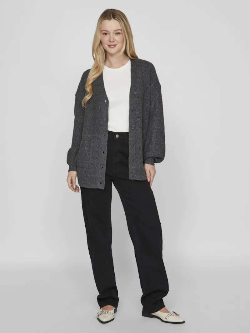 Vila Pullover & Sweatshirts*VIKIMMIS V-NECK L/S KNIT CARDIGAN/R Dark Grey Melange