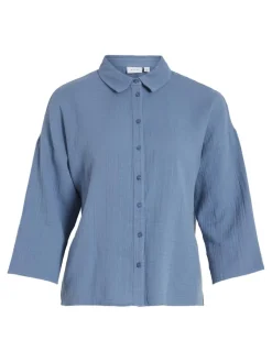 Vila Blusen*NIA BUTTON 3/4 SHIRT - NOOS coronet blue
