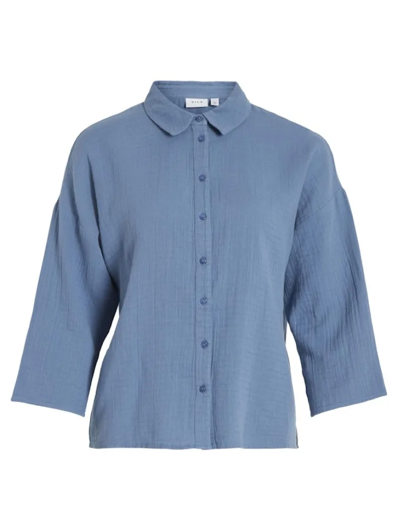 Vila Blusen*NIA BUTTON 3/4 SHIRT - NOOS coronet blue