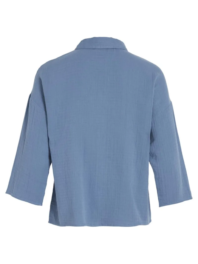 Vila Blusen*NIA BUTTON 3/4 SHIRT - NOOS coronet blue
