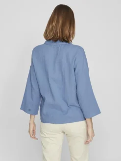 Vila Blusen*NIA BUTTON 3/4 SHIRT - NOOS coronet blue