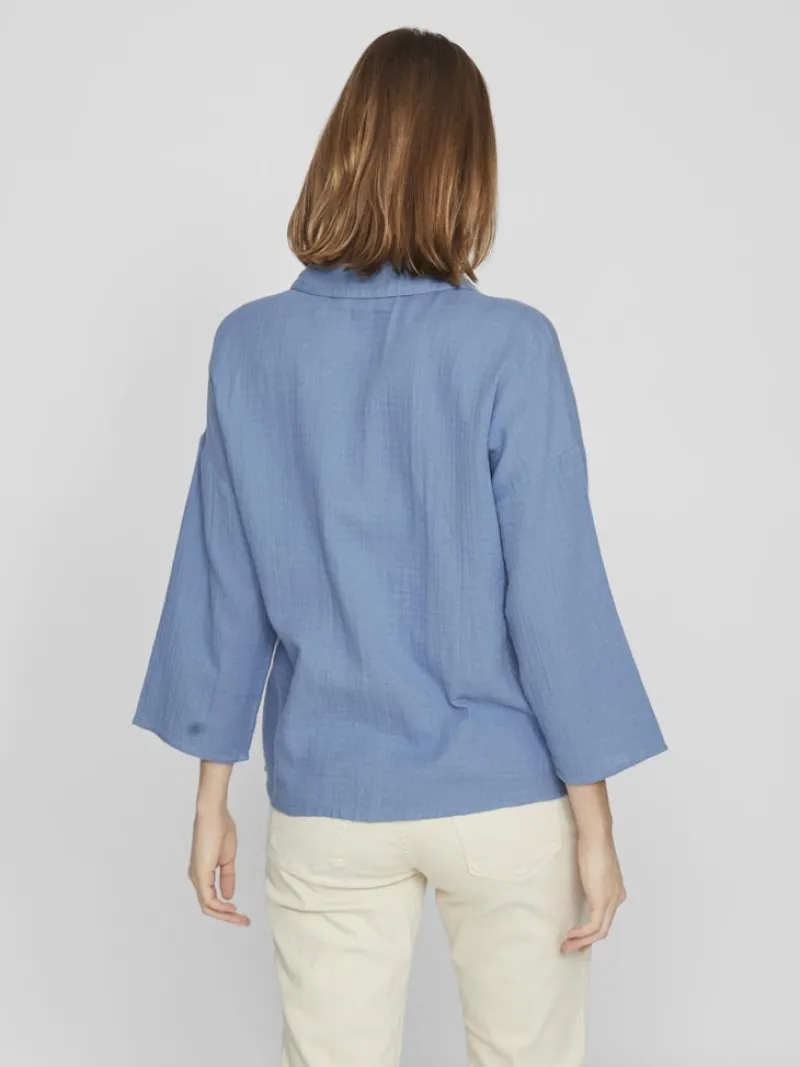 Vila Blusen*NIA BUTTON 3/4 SHIRT - NOOS coronet blue