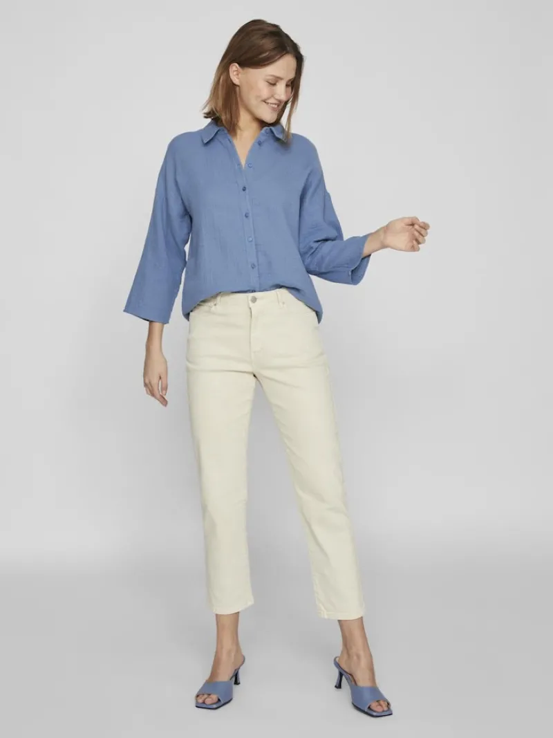 Vila Blusen*NIA BUTTON 3/4 SHIRT - NOOS coronet blue