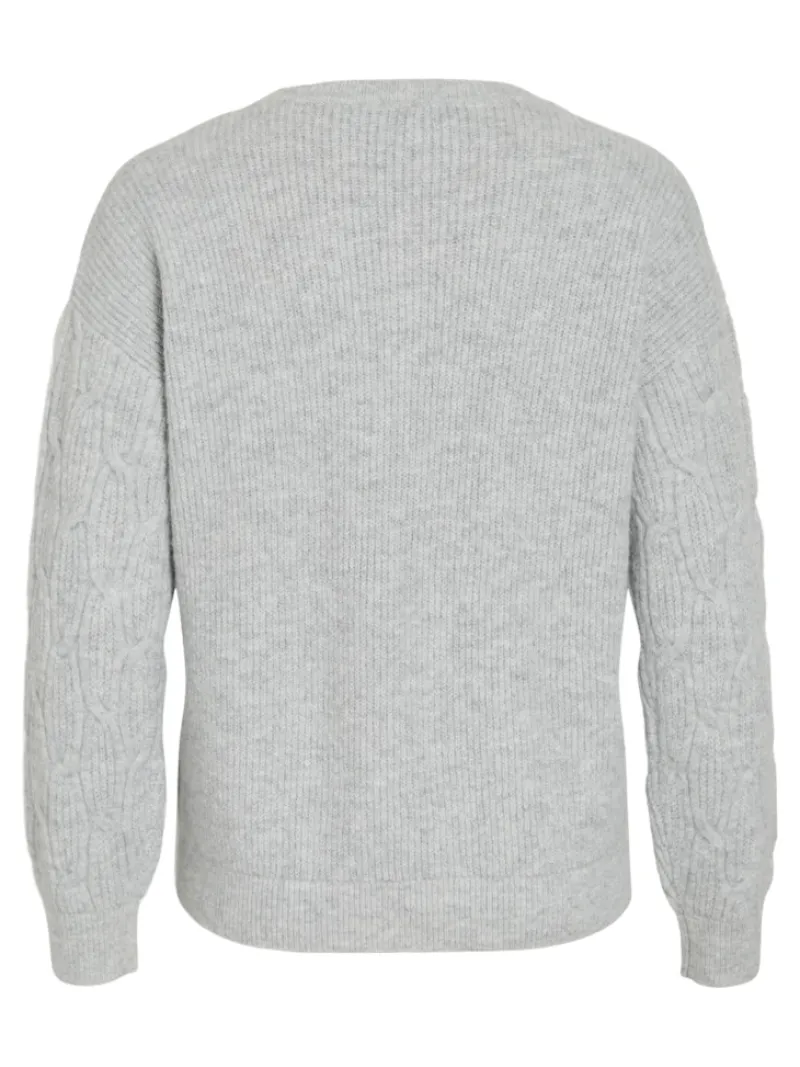 Vila Pullover & Sweatshirts*SSIA O-NECK L/S CABEL KNIT TOP -NOOS Light Grey Melange