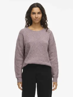 Vila Pullover & Sweatshirts*SSIA O-NECK L/S CABEL KNIT TOP -NOOS toadstool