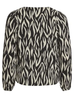 Vila Blusen*YA LULA V-NECK L/S TOP/SU/LC Black