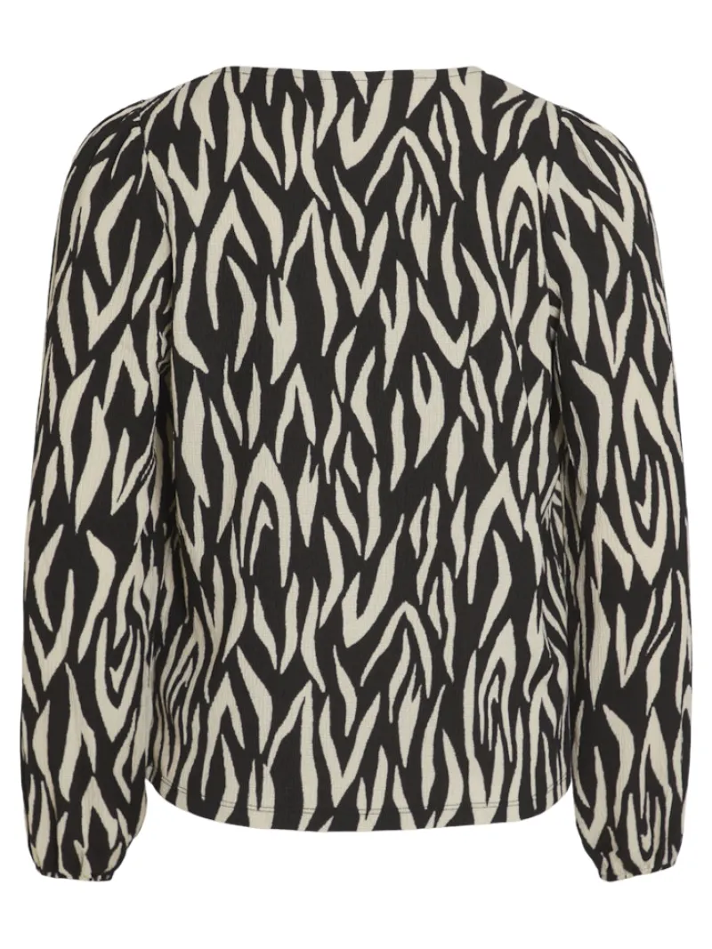 Vila Blusen*YA LULA V-NECK L/S TOP/SU/LC Black