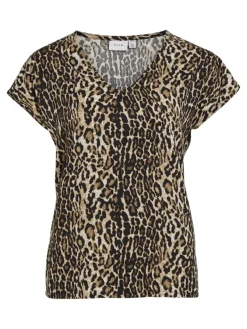 Vila Shirts*YA S/S V-NECK TOP Black