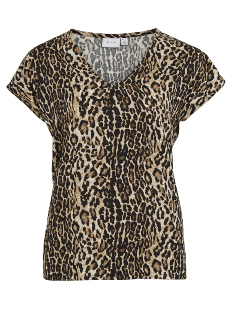 Vila Shirts*YA S/S V-NECK TOP Black