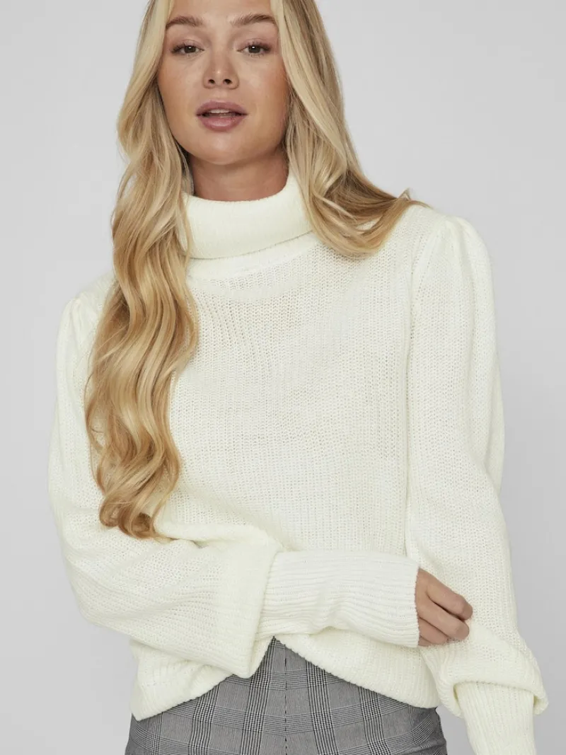 Vila Pullover & Sweatshirts*VILOU NEW ROLLNECK L/S KNIT TOP - NOOS white alyssum