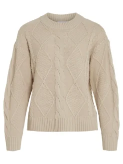 Vila Pullover & Sweatshirts*VILOU O-NECK L/S CABLE KNIT TOP - NOOS Feather Gray