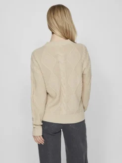 Vila Pullover & Sweatshirts*VILOU O-NECK L/S CABLE KNIT TOP - NOOS Feather Gray