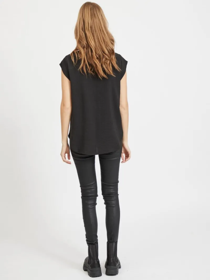 Vila Blusen*VILOVIE CAPSLEEVE TOP/SU - NOOS Black