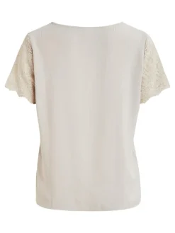 Vila Blusen*VILOVIE S/S LACE TOP/SU - FAV dove