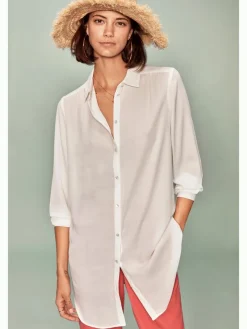 Vila Blusen*VILUCY BUTTON L/S TUNIC - NOOS Snow White