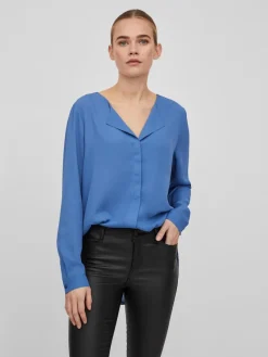 Vila Blusen*VILUCY L/S SHIRT - NOOS blau2